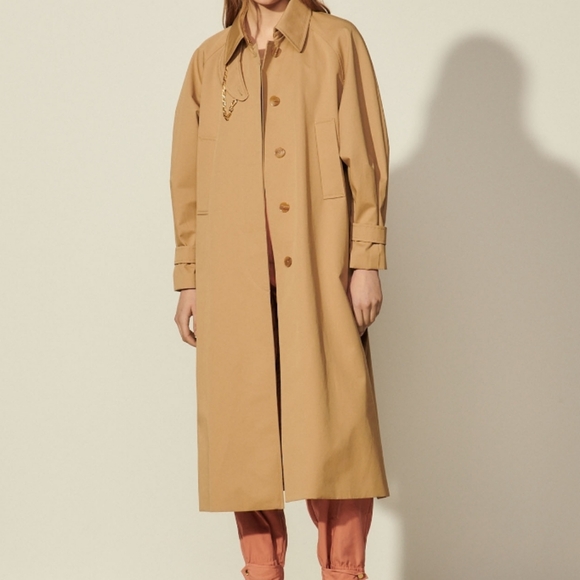 Sandro Paris Trench Coat With Removable Chain Size S NWT'S - Picture 2 of 15